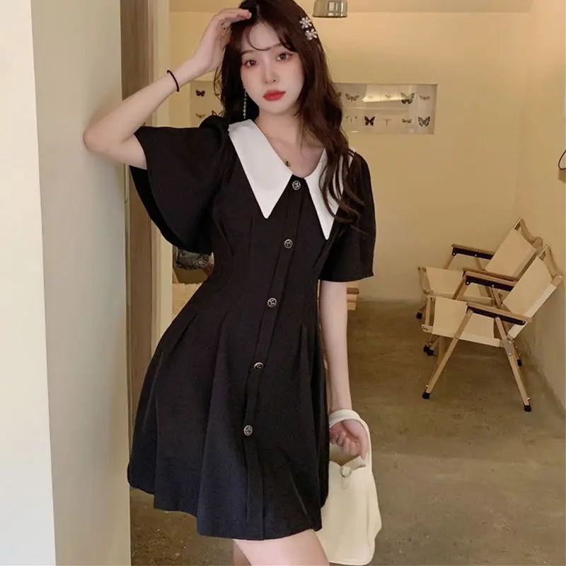 Mini Black Woman Puff Sleeve Blazer Dress for Women Loose Korean Fashion Long Dresses Casual Sexy Harajuku Vintage Aesthetic2024